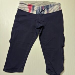 lululemon athletica Navy Capri Leggings with Striped Waistband